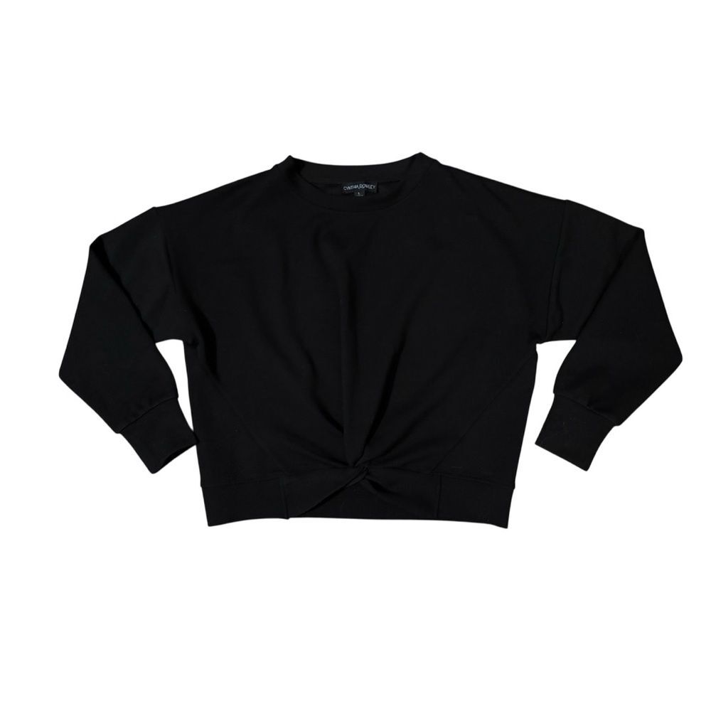Cynthia rowley black knot twist front cropped sweatshirt